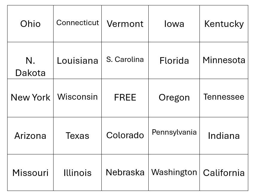 Traverse City License Plate Bingo